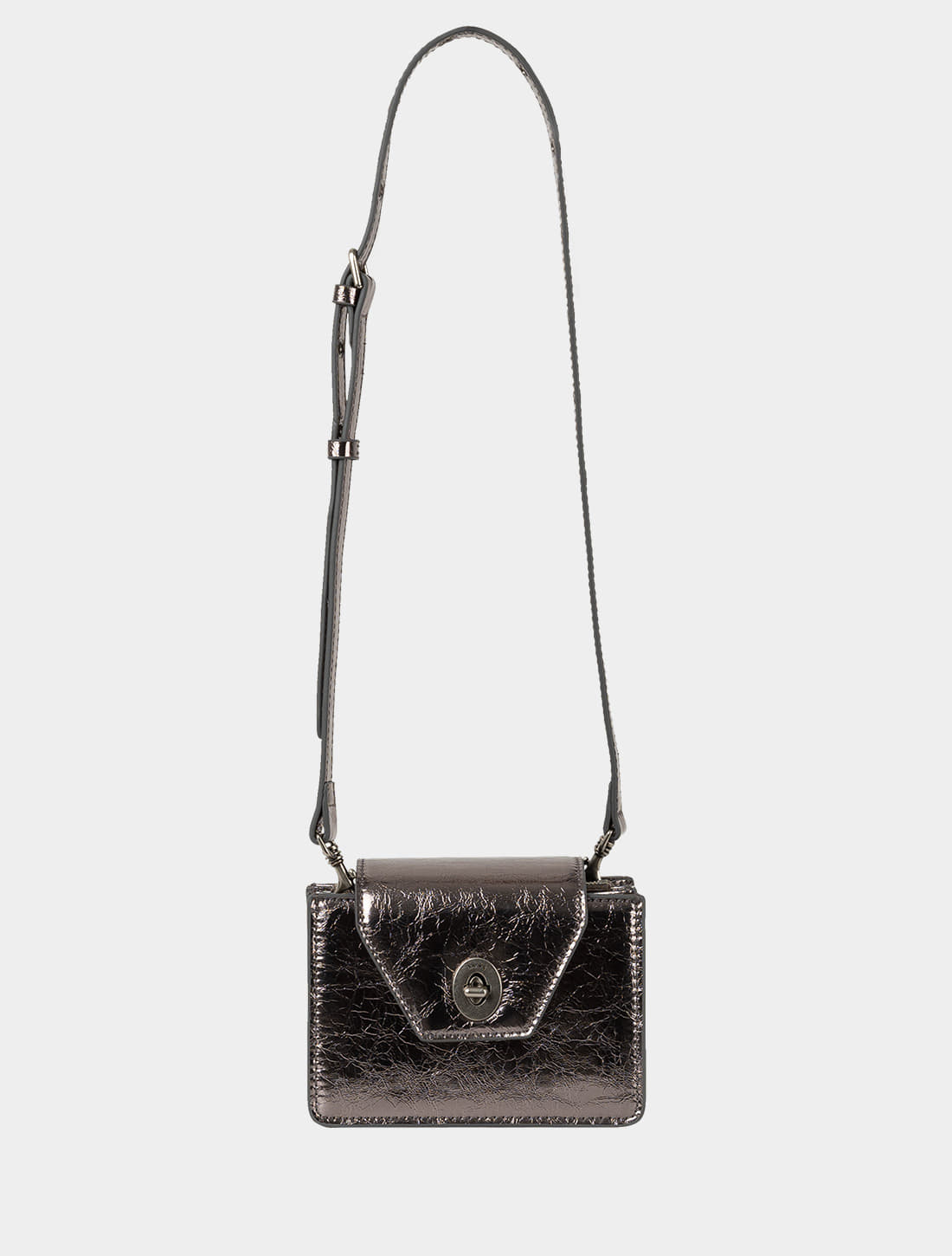 Square travel mini-bag (Chrome silver)
