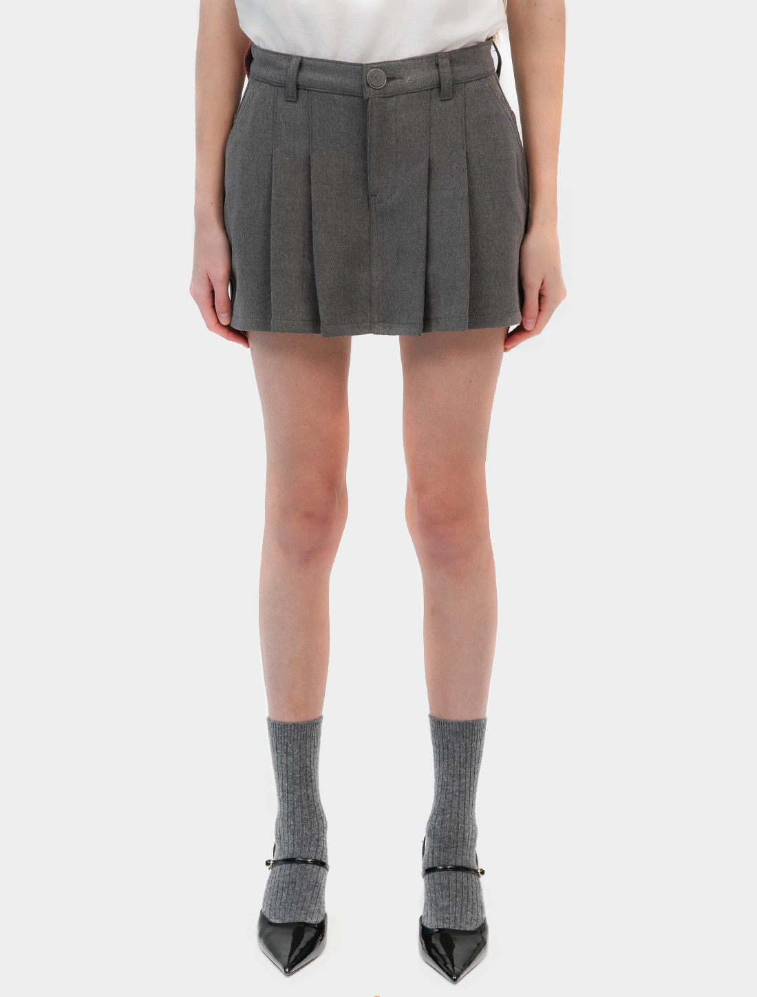 KISY logo pleats skirt (gray)
