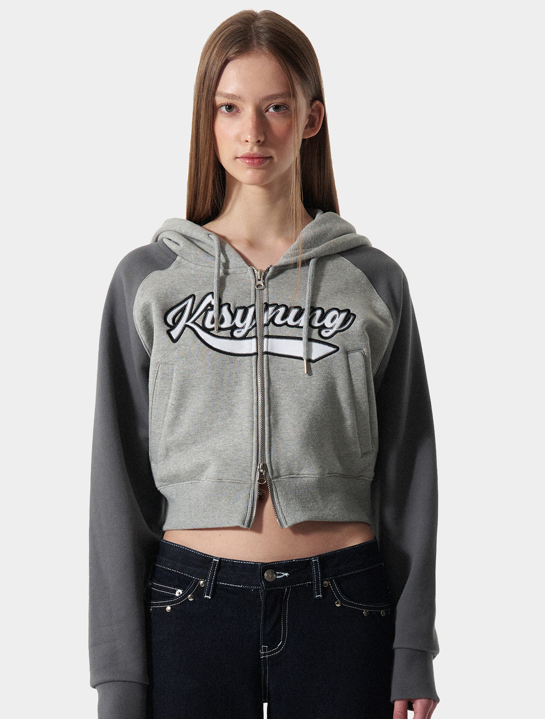 kisyning patch hood zip up