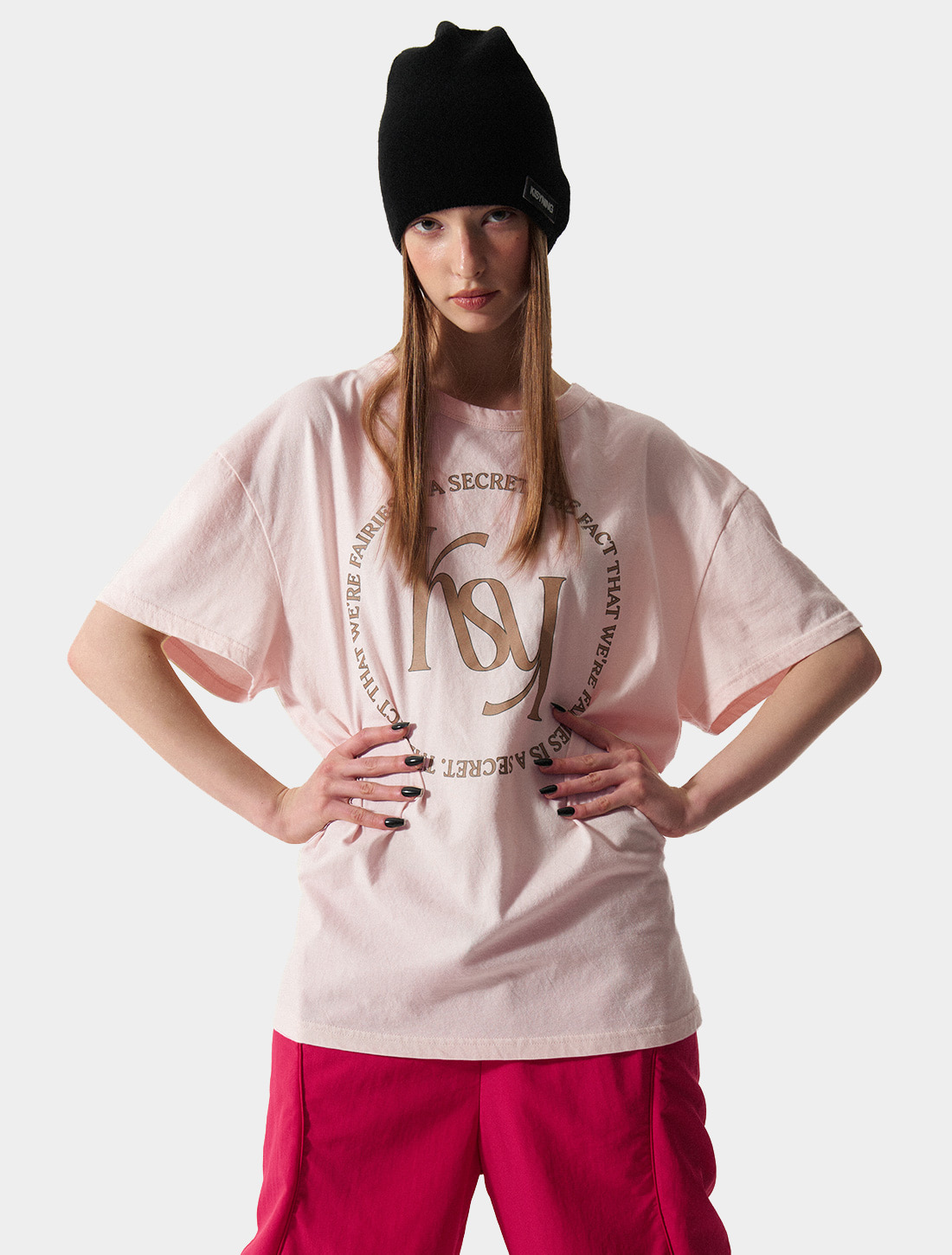 KISY symbol oversize t-shirt (pastel pink)